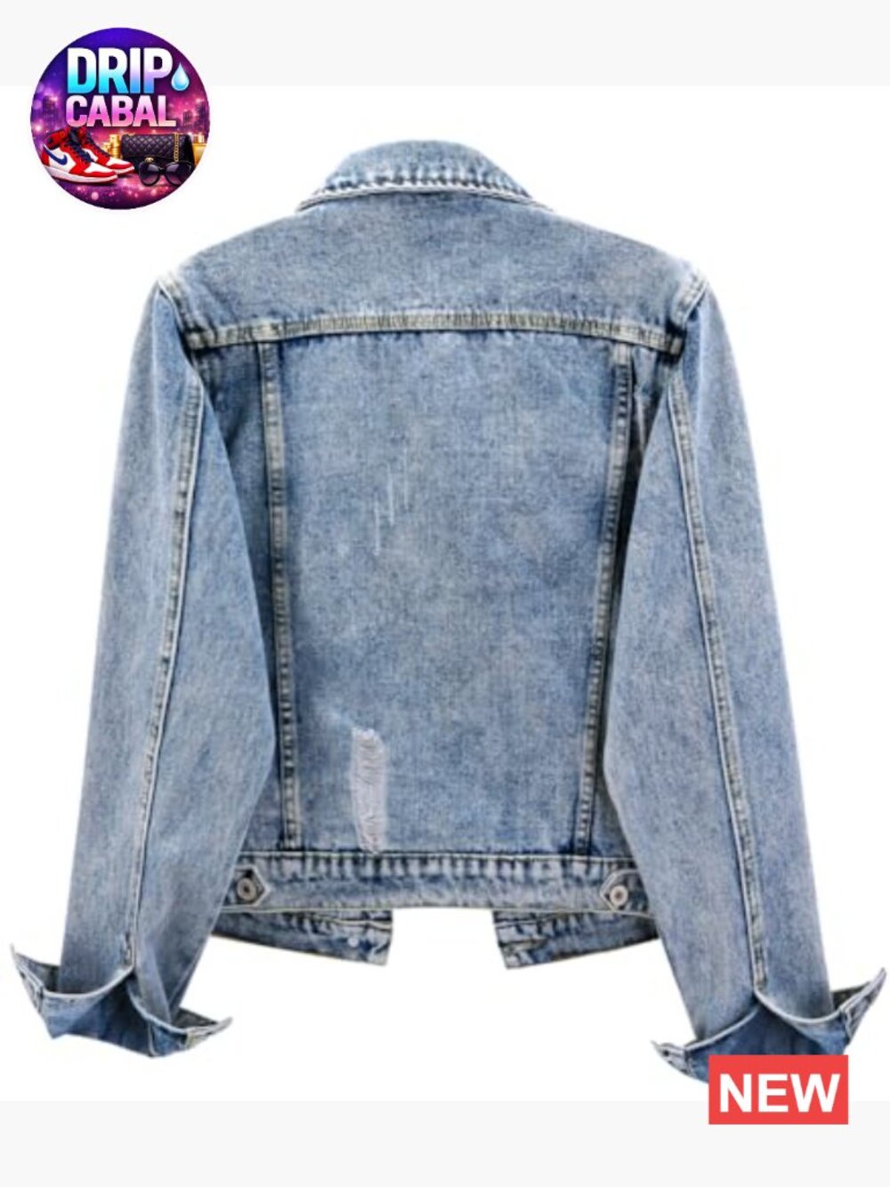 Distressed Ripped Long Sleeve Denim Jacket Button Up - Picture 2 of 7